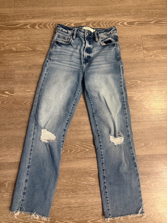 Hidden Jeans Light Wash Distressed Straight Leg Raw Hem Size 25/5 Y2K - Picture 2 of 7